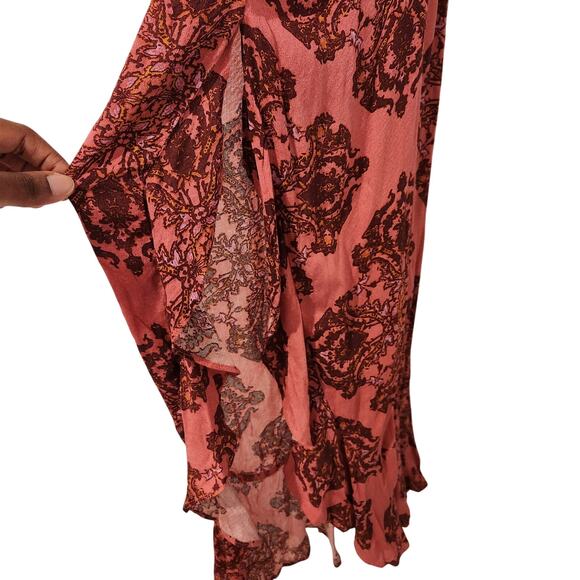 Free People That Moment pink maxi slip dress size large - Picture 6 of 8